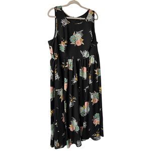 TORRID FLORAL PRINT GEORGETTE MIDI DRESS BLACK SIZE 20 EUC